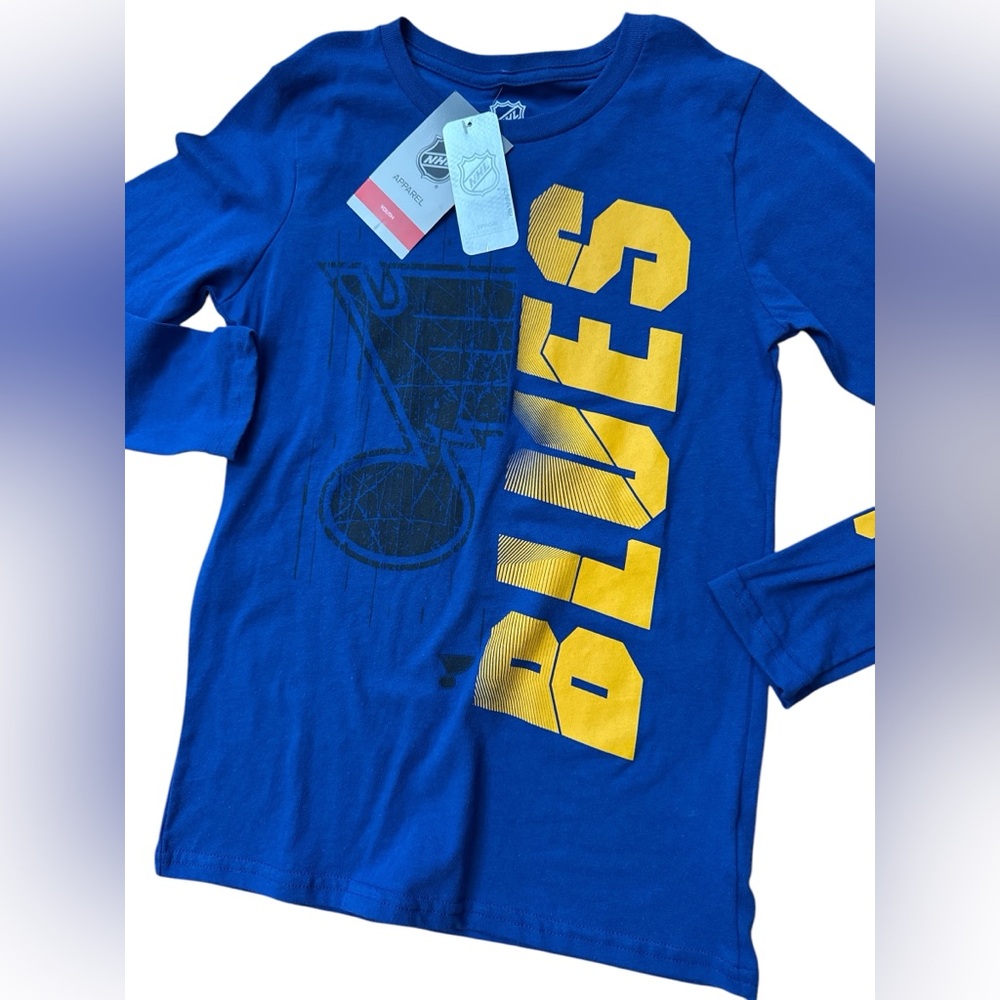 St. Louis Blues Youth Boys Long Sleeve‎ Shirt Size Medium 10-12 NWTS NHL Hockey